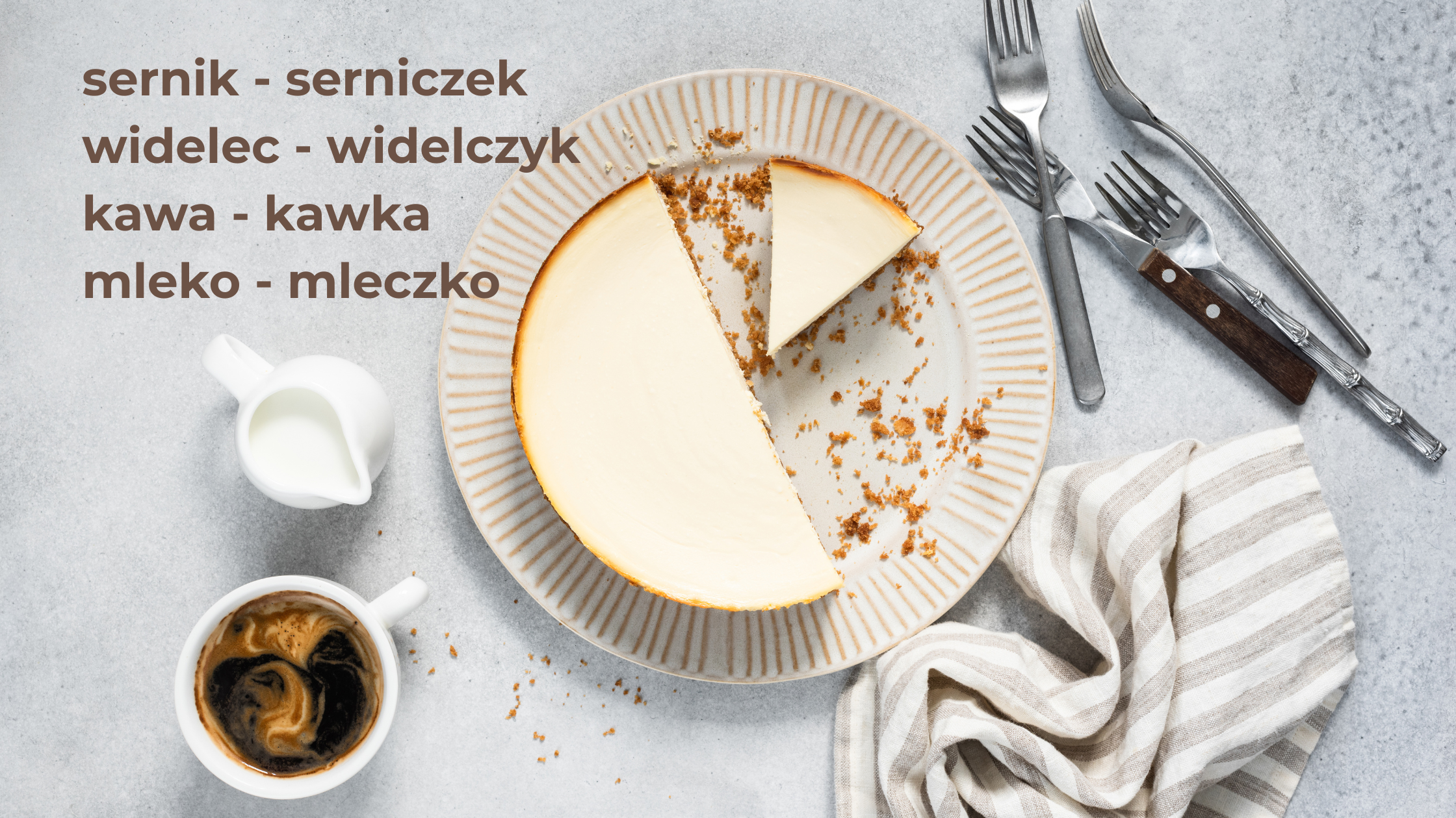 serniczek i kawusia zdrobnienia w języku polskim